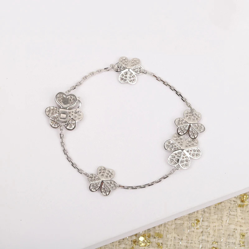 Pure 925 Silver Jewelry Womens Flower Cherry Bracelet Party Wedding Diamond Top Quality Lock Cute 250102
