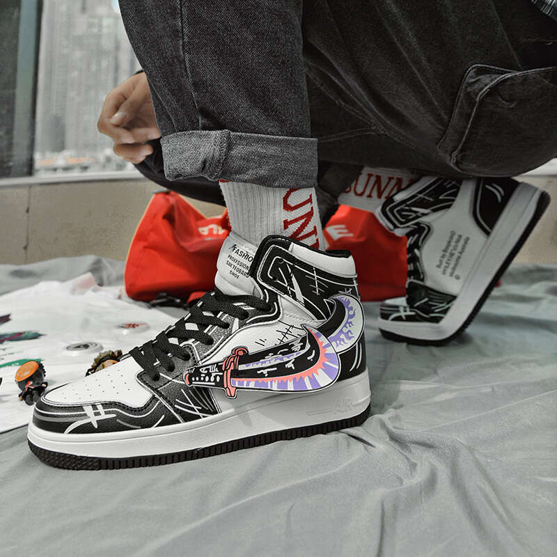 Fashion Purple High Top Casual Sneaker Hip-Hop Des igner Anime Sneakers for Men Streetwear Platform Skateboarding Shoes