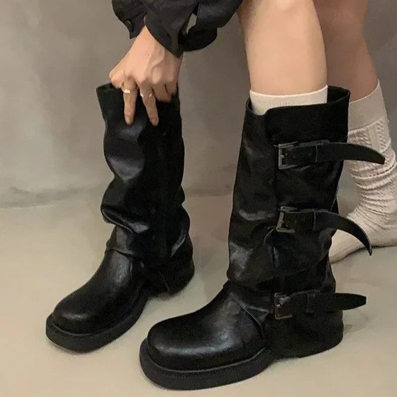 Platform Women High Boots Winter er Knee High Walking Shoes Women 2024 Trend Chelsea Boots Dress Mujer Zapatos Botas 250103