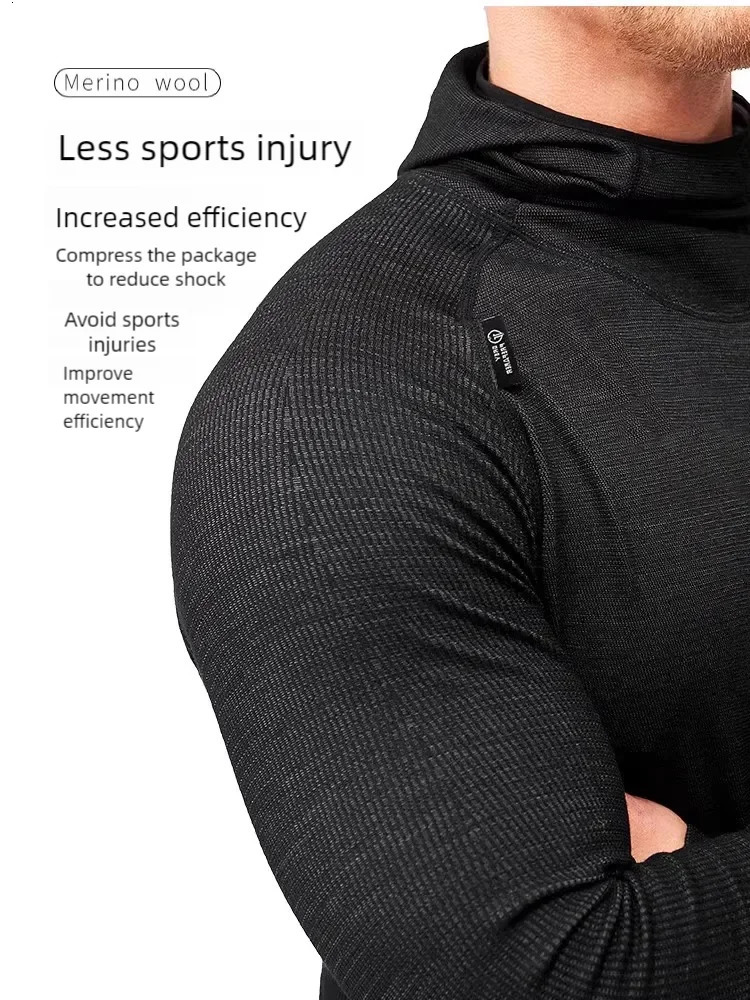 Outdoor mens and womens ski base set Merino wool thermal underwear multifunctional compression clothes running training cloth 250102