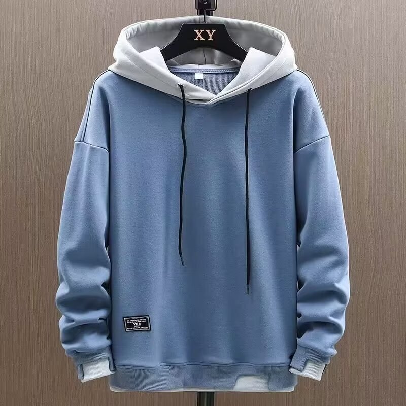 Fake two hoodies mens trend 2024 thin fashion brand mens spring and autumn casual loose hooded jacket