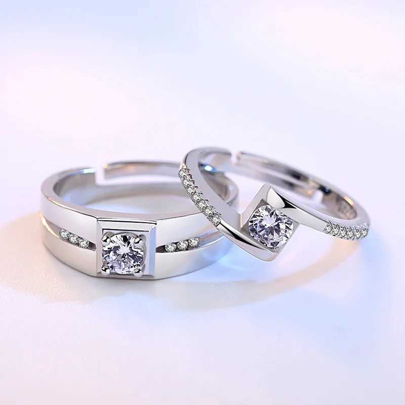 Real 925 Stelring Silver New Mans Couple Jewelry Fashion Crystal Zircon Ring For Woman XY0392XJ250104