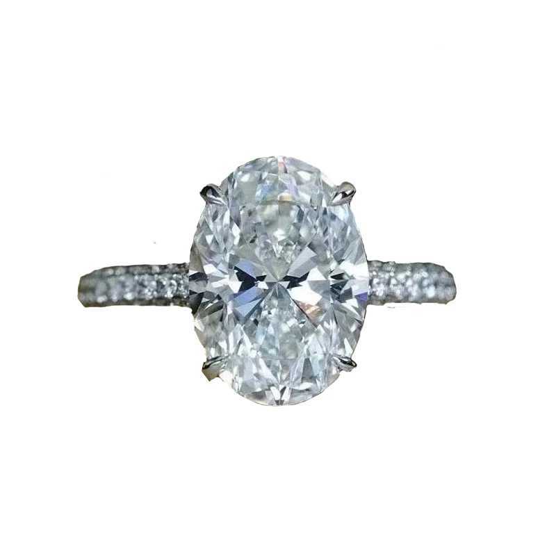 New 925 Sterling Silver Oval 4ct Lab Diamond Ring Engagement Wedding Band Gig Stone Rings for Women Bridal Jewelry GiftXJ250514