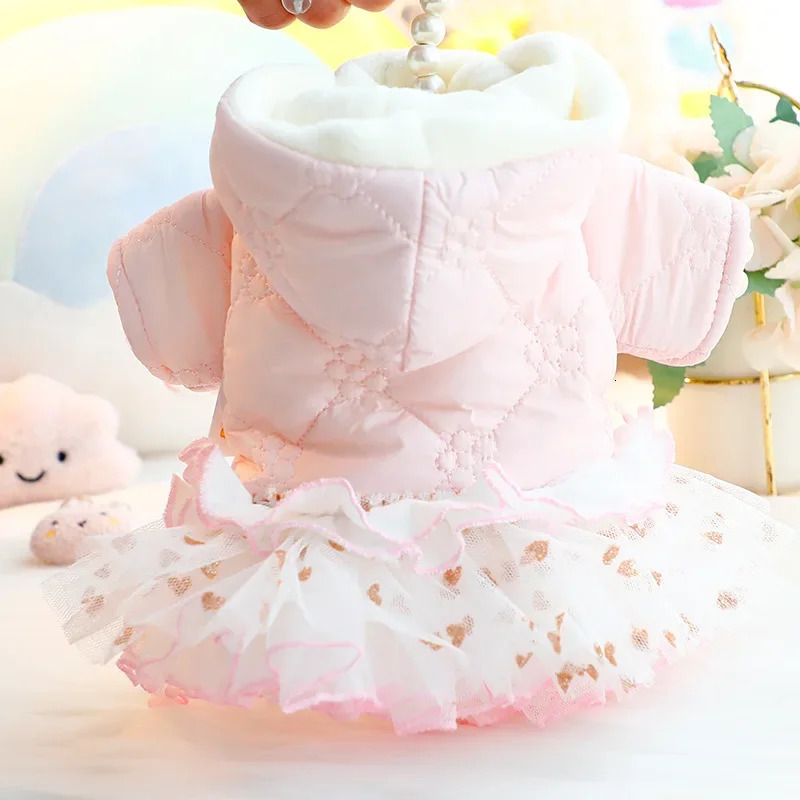 Llypop Pet Winter Clothes Princess Dog Hoodie BubbleSkirt Girl Dog Cat Winter Coat Outfit Clothes 250103