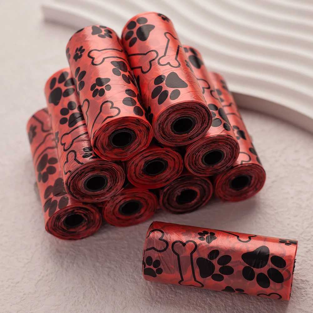 10 Rolls/Pack Printing Dog Poop Bags Leak-Proof Disposable Outdoor Clean Waste Bags for Puppy Pet Cleaning Supplies Dog ProductsXJ250104