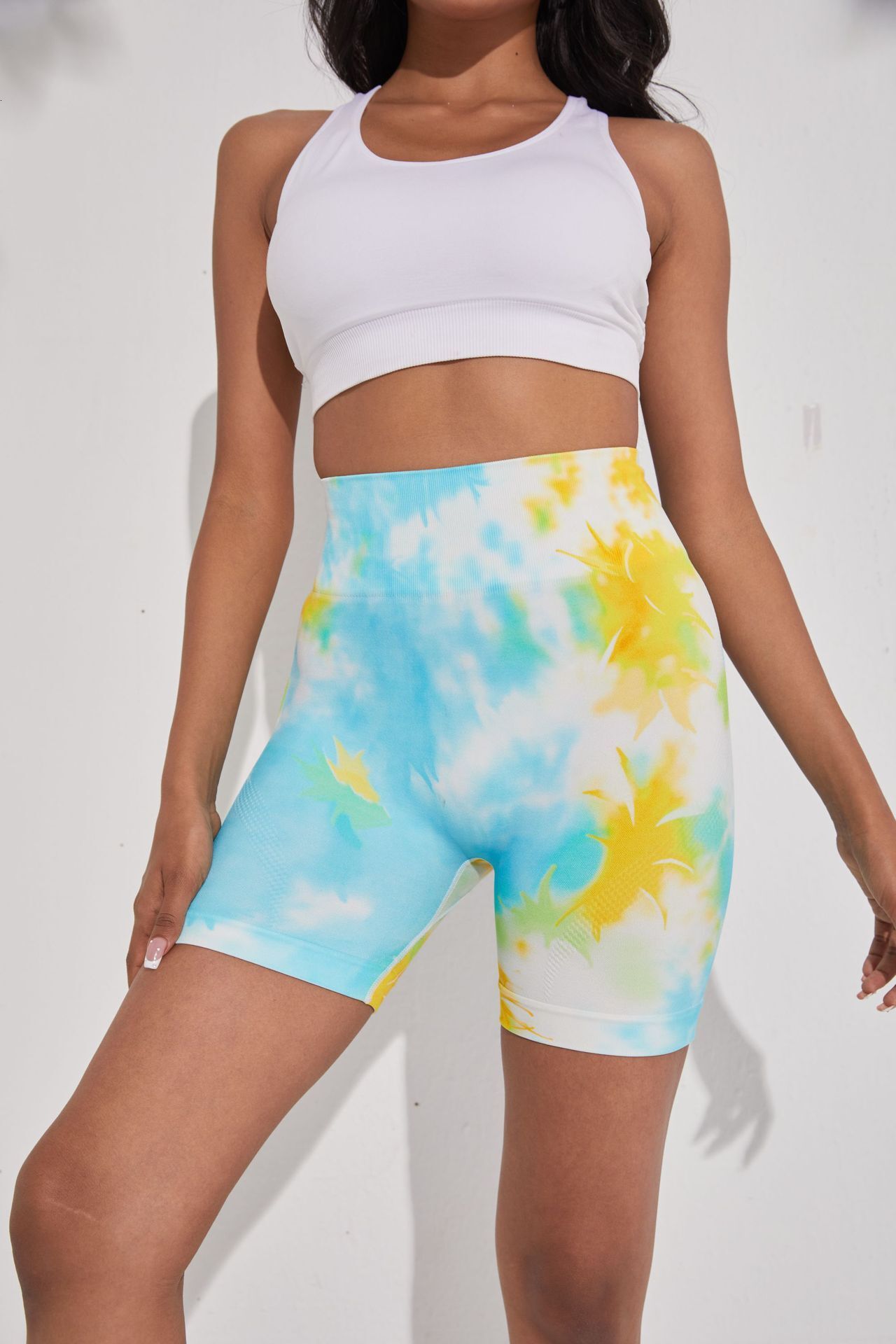 Tie-Dye Seamless Fiess Pants Women's High Waist Hip Lift Sports Tight Running Sexy Peach Gym Yoga Shorts