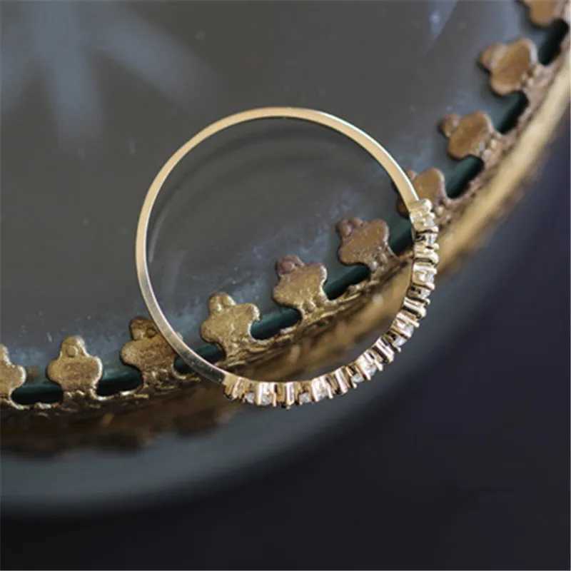 925 Sterling Silver Plating 14k Gold Fashion Simple Pav Diamond Ring Women Exquisite Sweet Wedding Jewelry AccoriesXJ250514