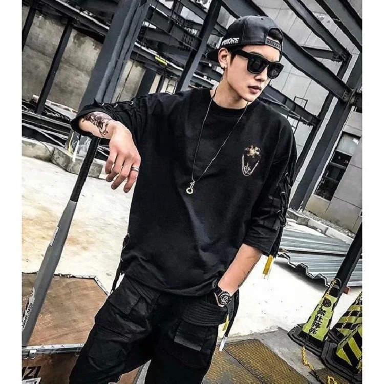Summer Techwear Anime Mens T-shirt Harajuku Y2k Fashion Trends Street Clothing Hip Hop Punk Mens and Womens Clothing School Students 241230