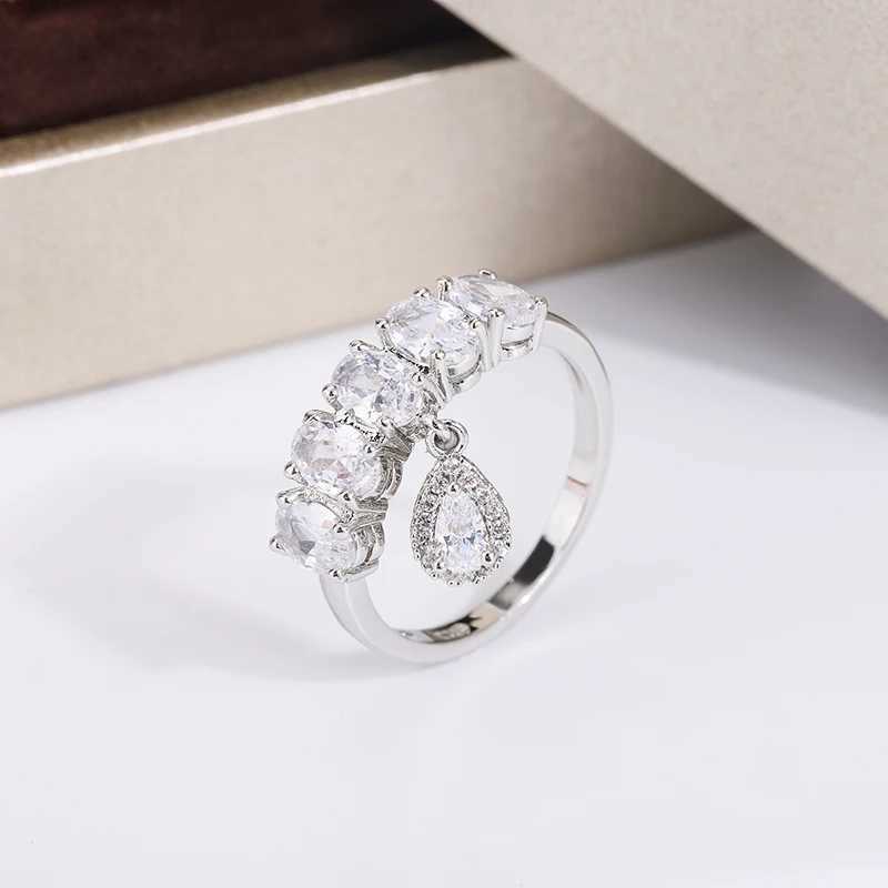 2024 New Lucky Evil Eye Ring 925 Silver Plated Ring Zircon Pendant Ladies Jewelry Fashion Luxury Ladies Ring Engagement RingXJ250104