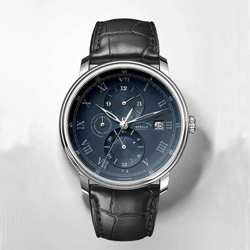 Mens retro mechanical automatic ES 316L stainless steel mens ES multifunctional spherical glass waterproof ES W250104