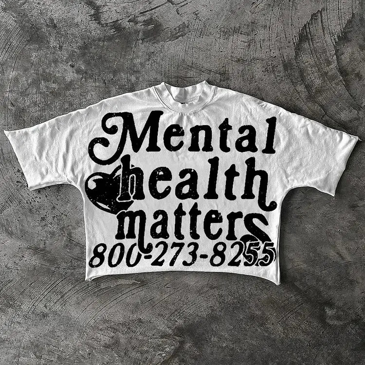 Harajuku Mental Health Matters Graphic t shirts Oversized Y2k Tops High Street Goth T shirt Pro Choice Sweatshirt Men Clothing 250103