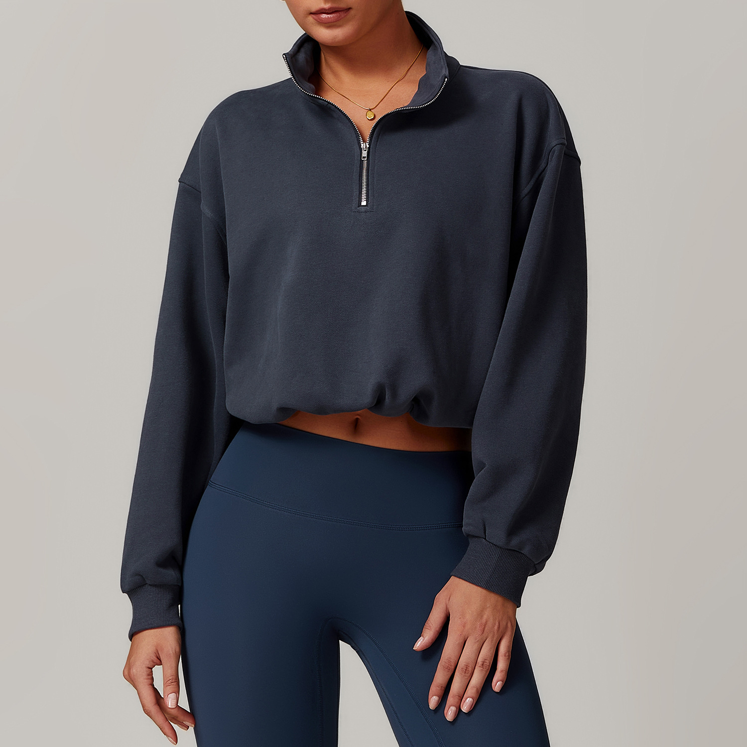 Cotton Winter Outdoor High Collar Yoga Top Coat Running Women's Jacket Half Zipper Women Sports Gym Long Sleeves
