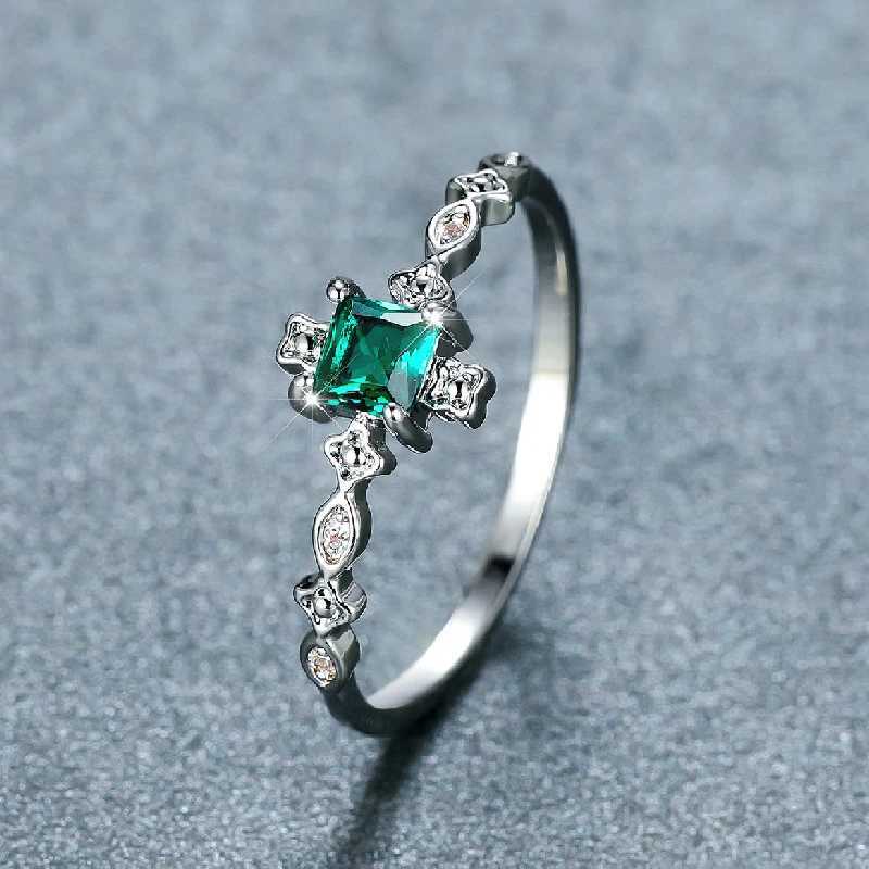 Fashion Ring 925 Silver Jewelry with Obsidian Zircon Gemstone Finger Rings Accories for Women Wedding Party Gifts WholesaleXJ250104