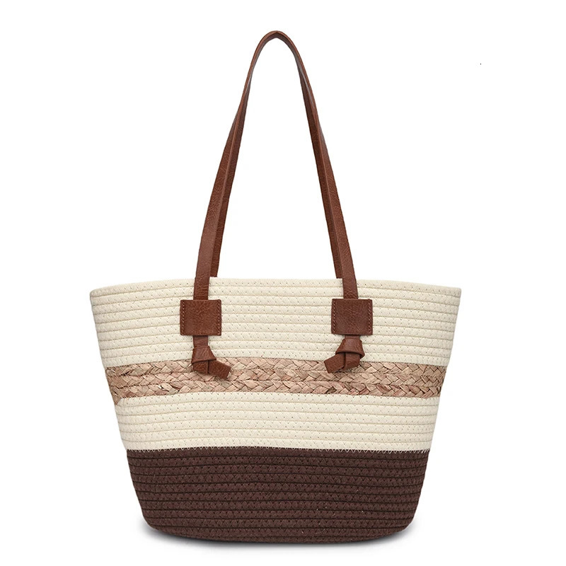 Large Capacity Summer Holiday Women Tote Bag Beach Straw Handbag Ladies Travel Shopping Bag Causal Female Shoulder Bag 250102