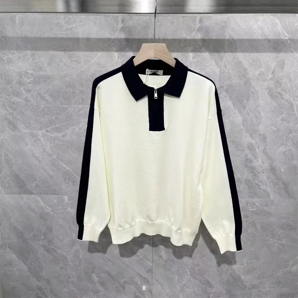 2025 Spring/Autumn Polo Shirt Mens Clothing Color Splicing Long Sleeve T-shirt UK Ultra Thin Collar Knitted Casual T-shirt Top 250103