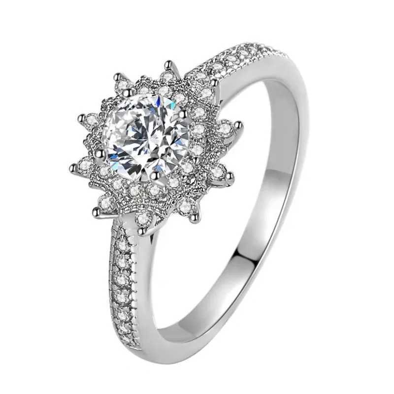 Original simulation couple live fairy tale style pav flower ring weddingXJ250104