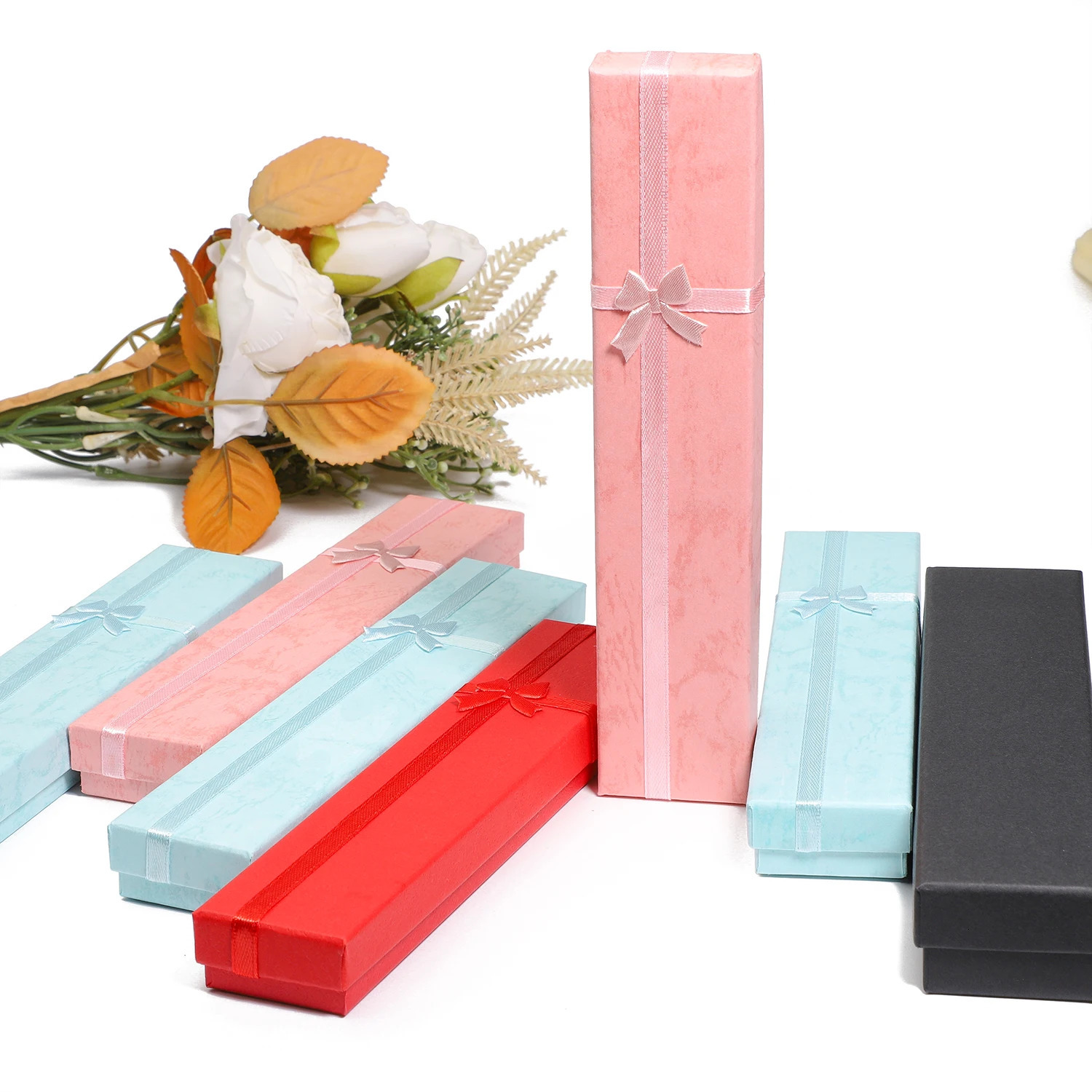 12PCS Elegant Bowknot Jewelry Box Earring Necklace Storage Paper Organizer Bronzing Display Gift 241225