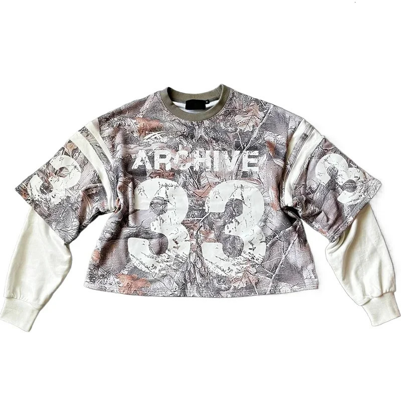 Y2K T-shirt mens sportswear mens Gothic oversized camouflage foil pattern long sleeved T-shirt hip-hop sportswear 250103
