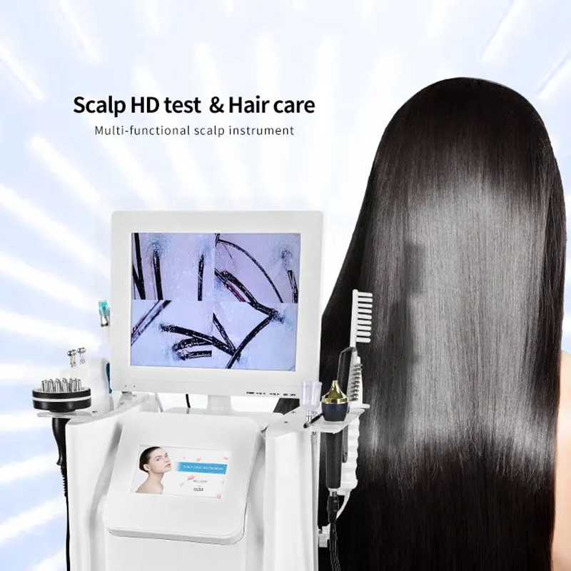 New Vertical 8 Handles Hair Loss Treatment Regrowth Machine Hair Scalp Treatment Machine With Hair Follicle Detection Analysis