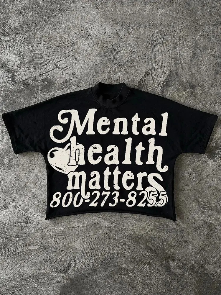 Harajuku Mental Health Matters Graphic t shirts Oversized Y2k Tops High Street Goth T shirt Pro Choice Sweatshirt Men Clothing 250103