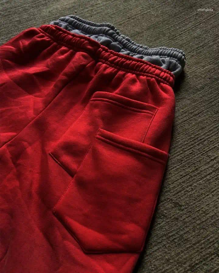 Long Jogging Pants Retro Red Y2K with Letter Patch Embroidery, Loose Elastic Waist Cool Mens Sweatpants