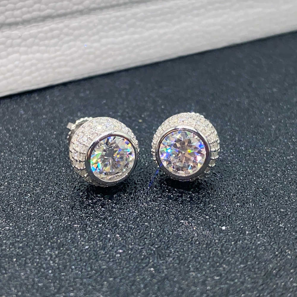 6mm Moissanite Earrings For Women Iced Out Ear Studs Pass Diamonds Tester Hip Hop Jewelry With GRA Fashion Earrings Women