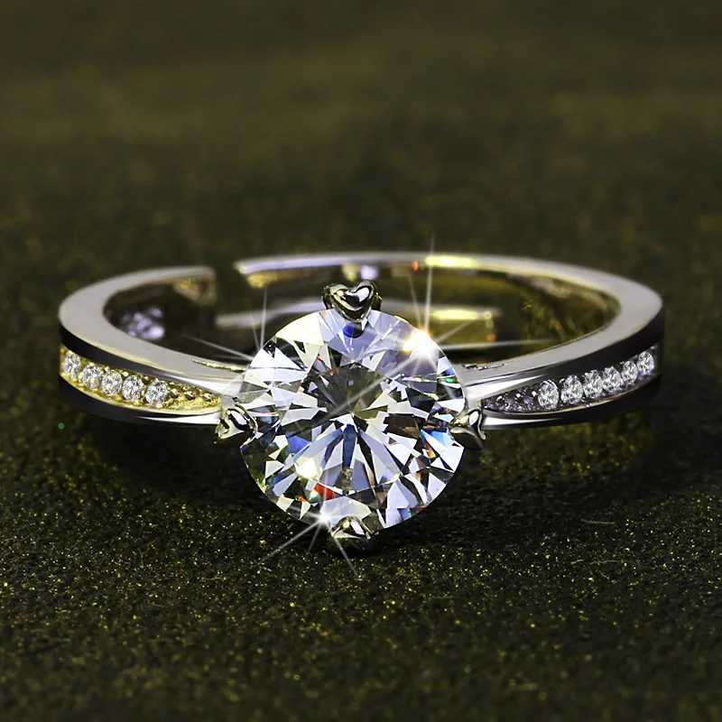 24K Gold 1ct Lab Diamond cz Ring Real 925 sterling silver Engagement Wedding band Rings for Women Men Moissanite Party JewelryXJ250514