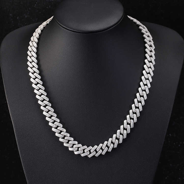 Yu Ying 100% Pass Tester Moissanite Bracelet 2rows 13mm S925 Silver Hip Hop Bracelet For Men Moissanite Cuban Chain Bracelet