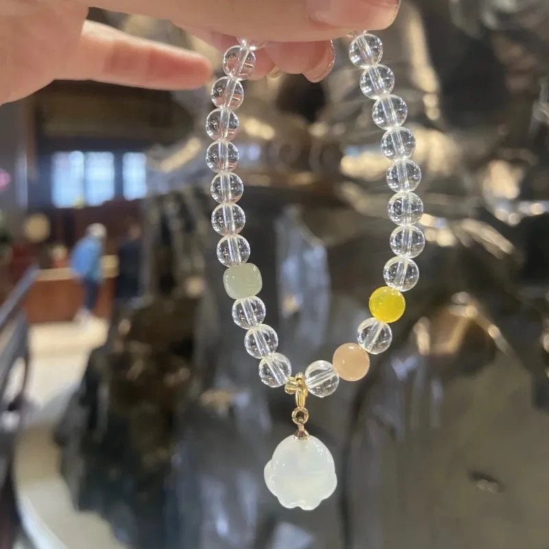 Shining U White Chalcedony Agate Cat Paw Pendant Bracelet for Women Fashion Jewelry Chinese Style Gift 250102