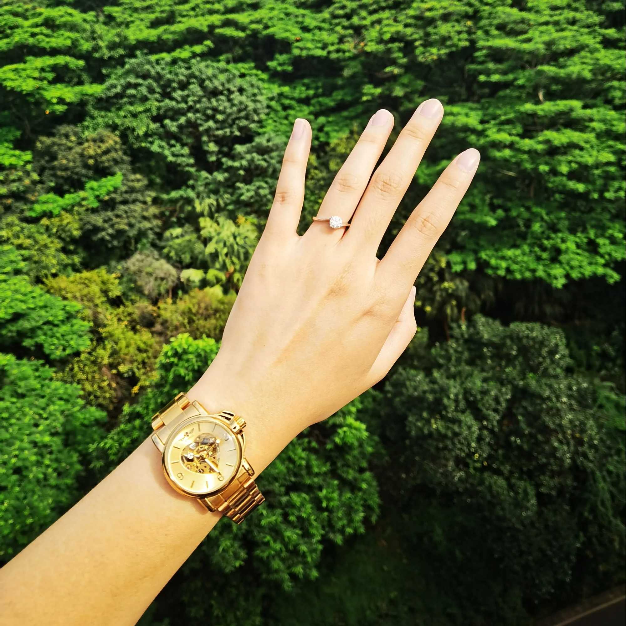 Fashion Award Winners Brand Women 2021 Automatic Mechanical Gold Core Skeleton Dial Stainless Steel Strip Elegant La W250104