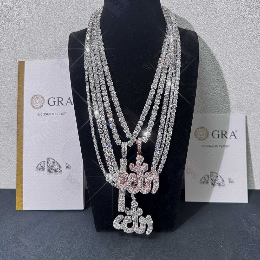 In Stock 3mm/4mm/5mm Tennis Chain High Quality 925 Sterling Silver Hiphop Iced Out Moissanite Tennis Chain
