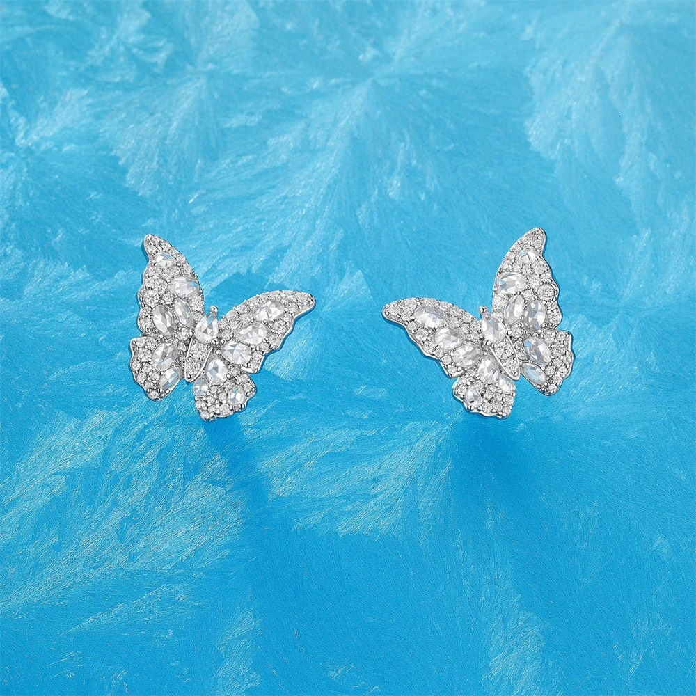 Geometric Three Dimensional Butterfly Earrings Shine with Exquisite Jewelry Product 925 Silver Ear Clip 250103