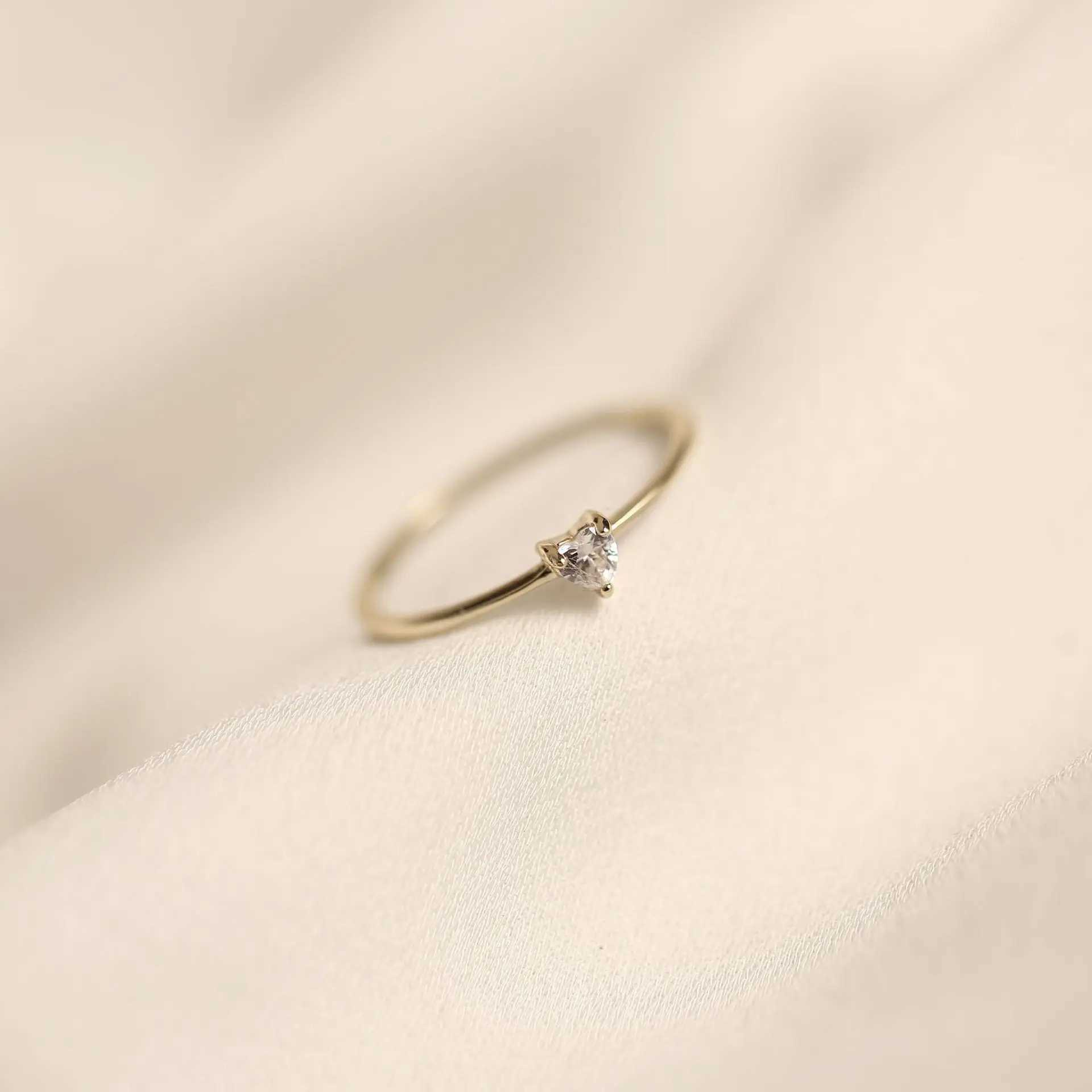 925 Sterling Silver Plated 14K Gold Exquisite Inlay Zircon Heart Ring for Women Simple Temperament Wedding Party JewelryXJ250104
