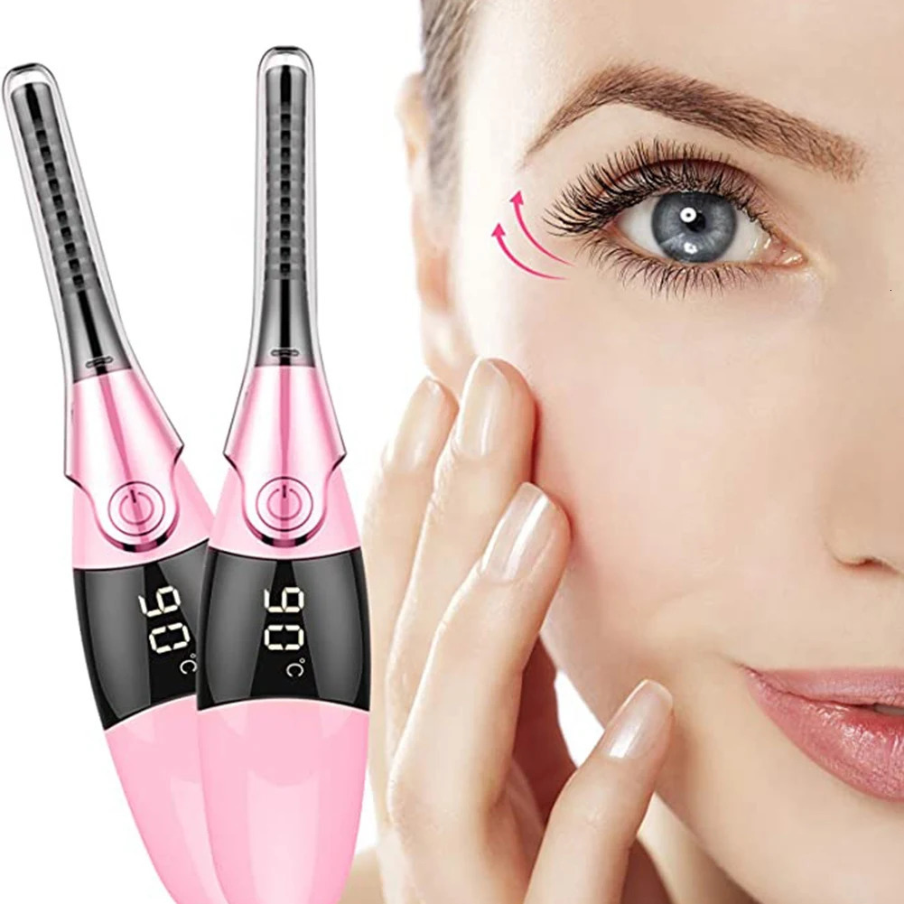 Heated Eyelash Curler Portable USB Rechargeable 4 Temperature Adjustable with LED Digital Display Styling Tool 241226