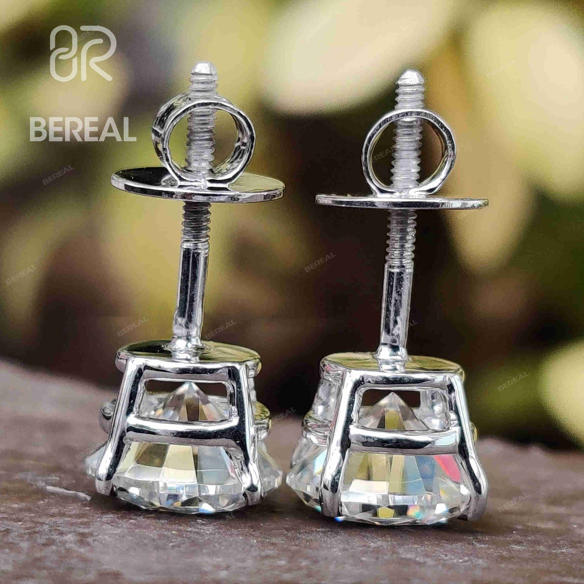 Custom Vvs Lab Grown Created Diamond Studs Earrings Real 10K 14K 18K Solid Gold 925 Silver Round Diamond Stud Earring Men Women