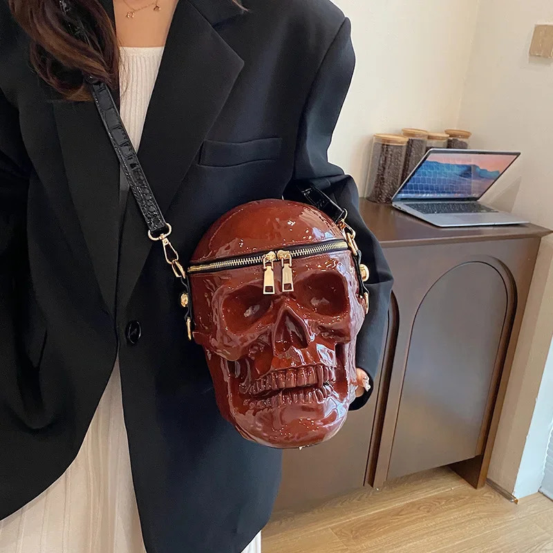 European and American Skull Funny Halloween Style Handbag Womens Shoulder Crossbody Bag 250103