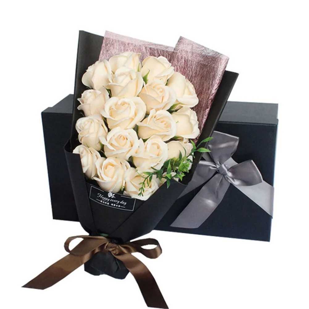 18 pieces ortificial soap wer rose bouquet box for girlfriend mother Christmas Valentines Day birthday wedding gift W250104