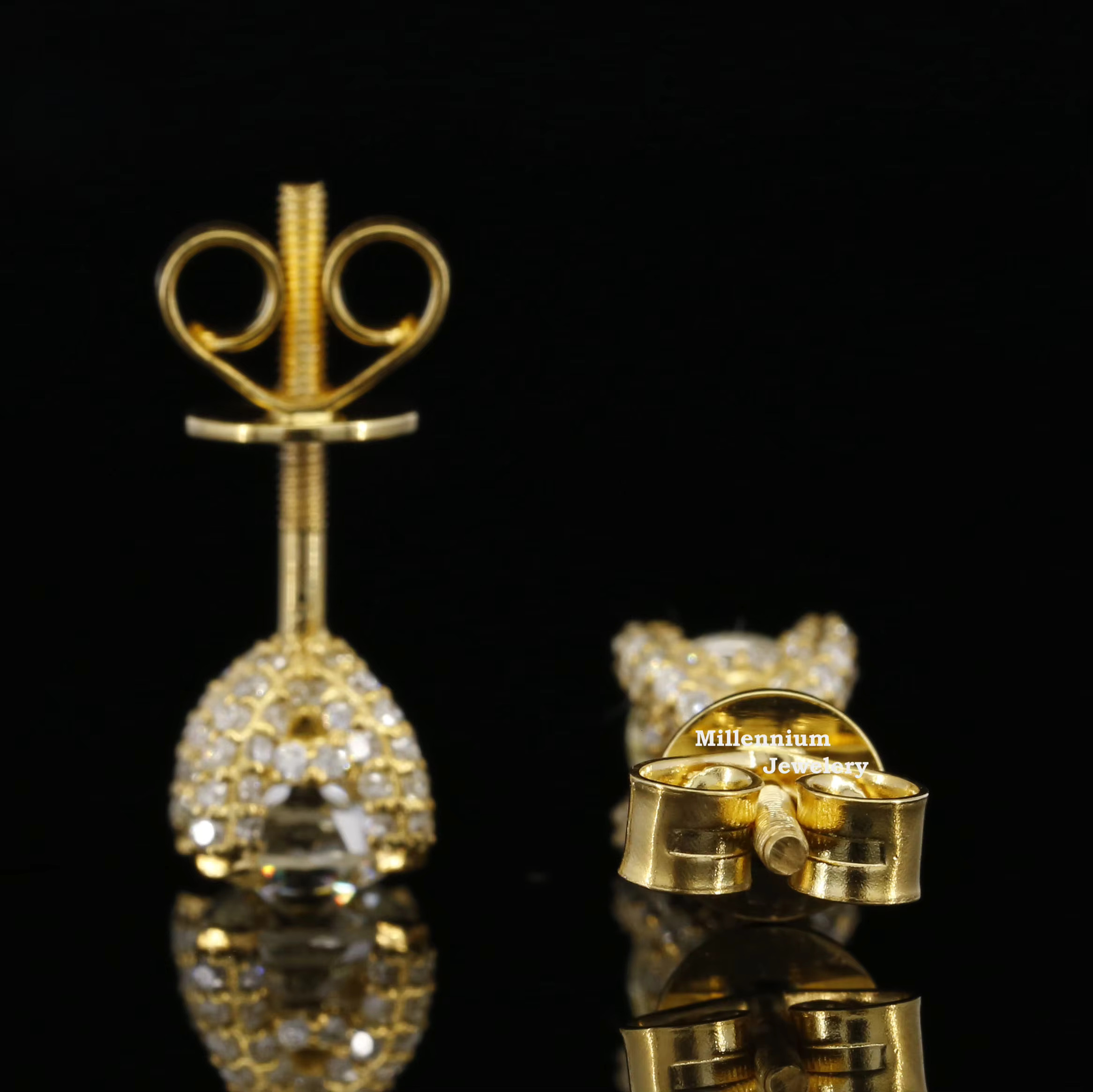 Top Quality Moissanite Dia Stud Yellow Gold Plated Sterg Sier VVS Clarity Earrings