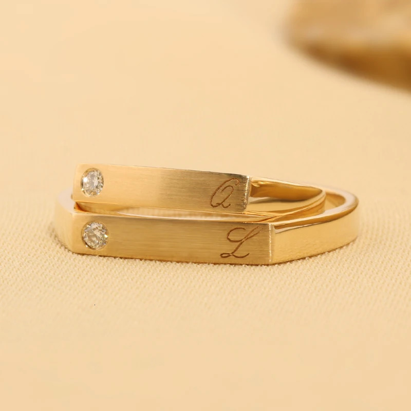 Customizable carving 18K/14K/10K Gold PT950 Platinum Diamond Couple Rings Cherished Wedding/Engagement Gift 250103