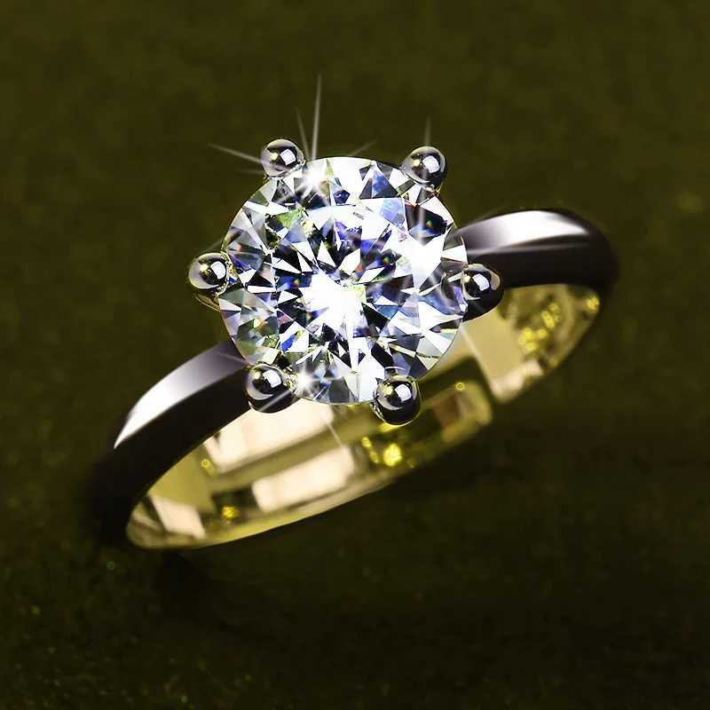 24K Gold 1ct Lab Diamond cz Ring Real 925 sterling silver Engagement Wedding band Rings for Women Men Moissanite Party JewelryXJ250514