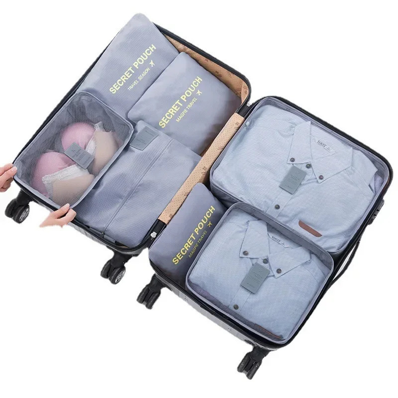6pcs Travel Organizer Storage Bags Portable Suitcases Waterproof Luggage Packing Bag Wardrobe Clothes Shoes 241226