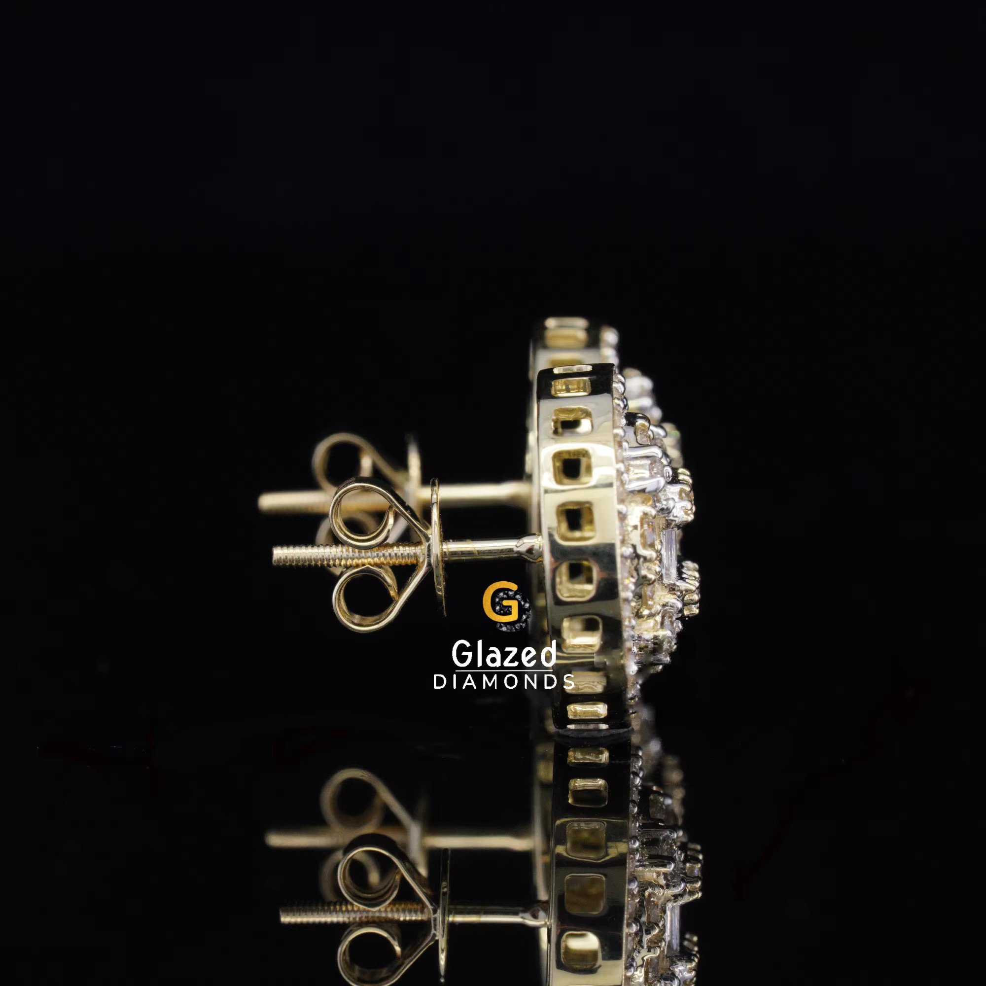 Custom Earrings Studded With Round Brilliant And Baguette Cut Moissanite Dias In Sterg Sier