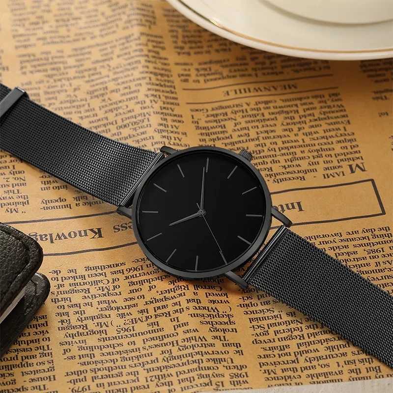 Fashion Ultra Thin Creative Black Stainless Steel Quartz Mens Simple Fashion Business Wrist Clock Male Watches W250806