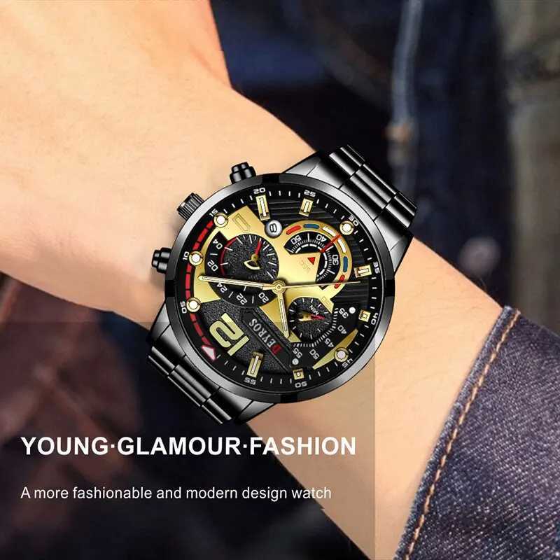 Fashionable mens Busin es luxury stainless steel mesh with quartz watch illuminated mens leisure calendar W250104