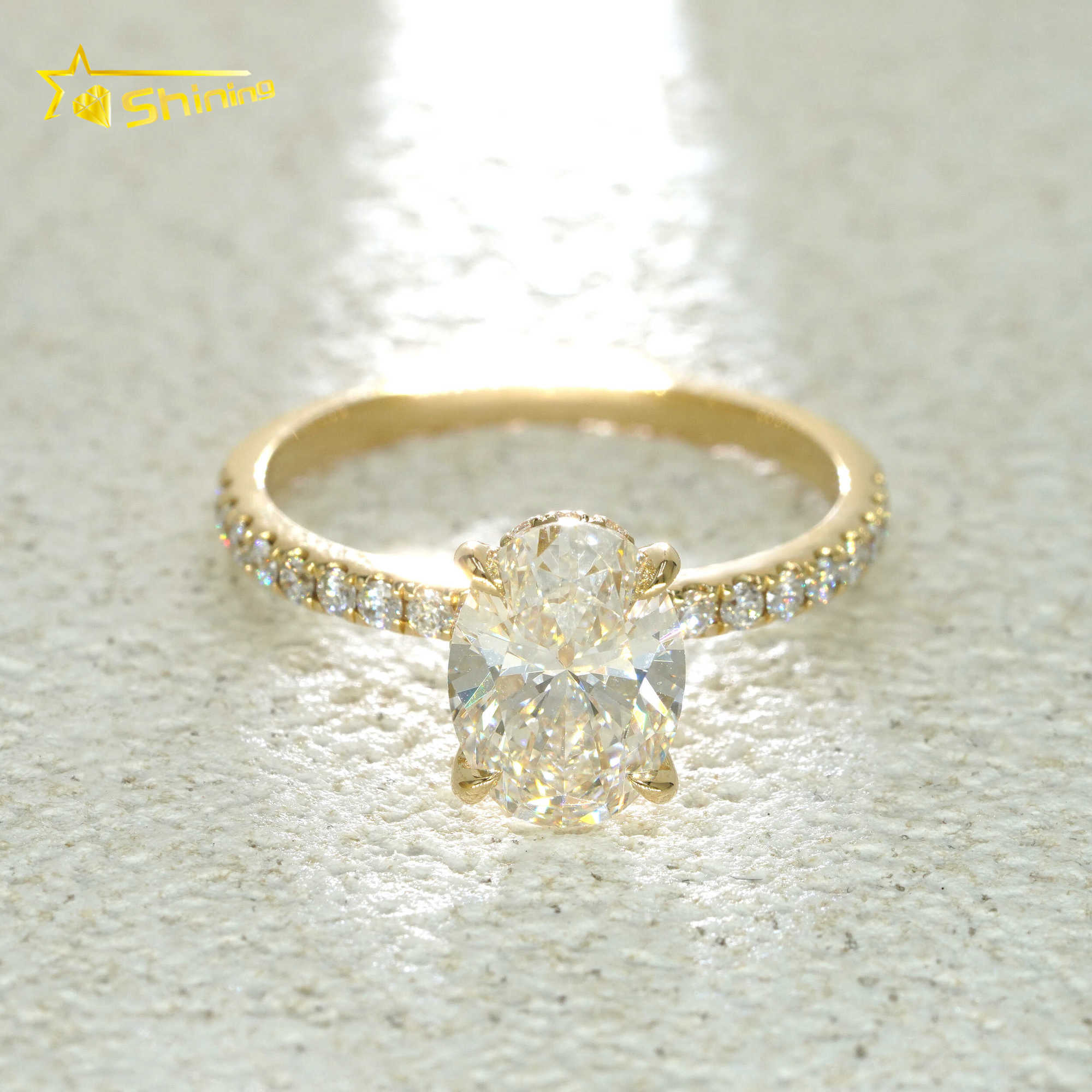 Oval Cut G VVS2 IGI Lab Grown Diamonds Engagement Rings Ready To Ship Fine Jewelry 14K Solid Yellow Gold Rings with Certificate