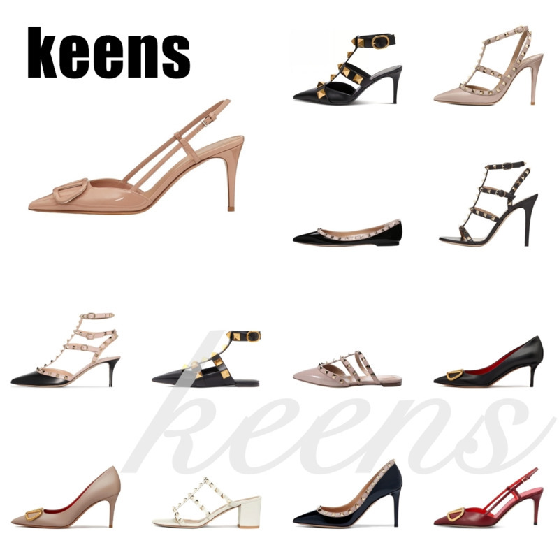 High heels designer heels women Sandals Rivet Pointed Shoes Genuine Leather Woman Wedding Shoes Dress shoes Classics Metal Buckle