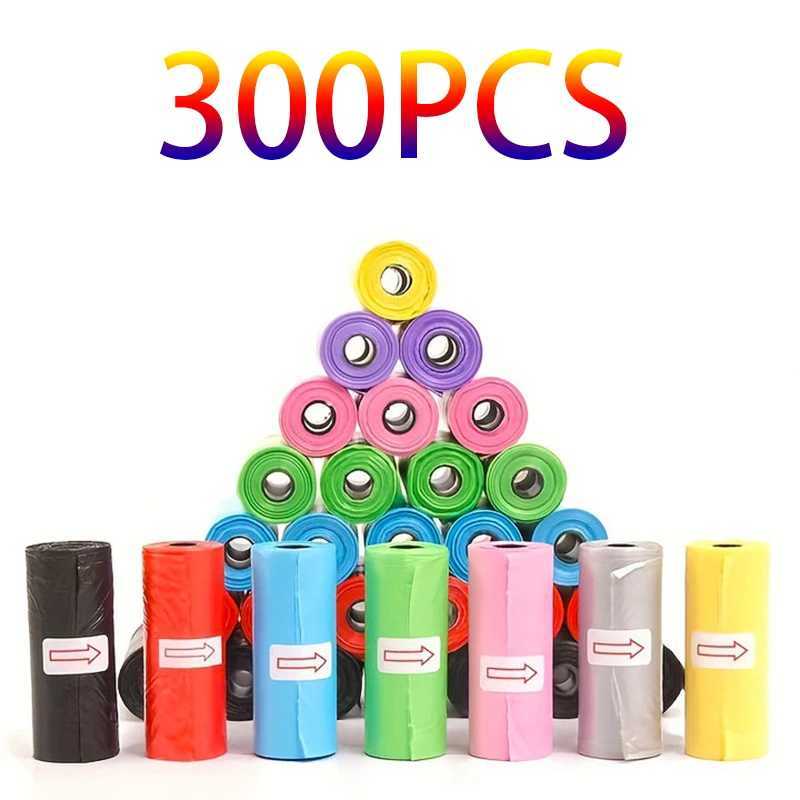 300pcs Random Color Cartoon Paw Graphic Dog Poop Bags Pet Poop Bags Leak-Proof Dog Waste Bags For Pet Supplies NewXJ250104
