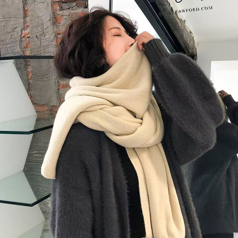 T052 Korean version autumn and winter scarf female fashion solid color all-match thick warm student men and women couple scarf female winter style