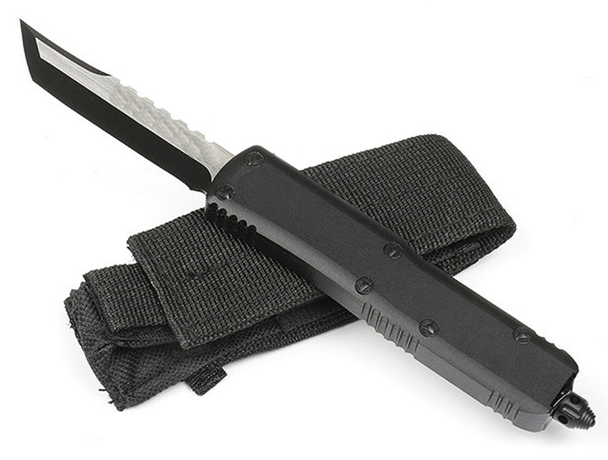 High End Tactical Knife D2 Black Oxide&Wire Drawing (Two-tone) Blade CNC Aviation Aluminum Handle EDC Pocket Knives With Nylon Bag