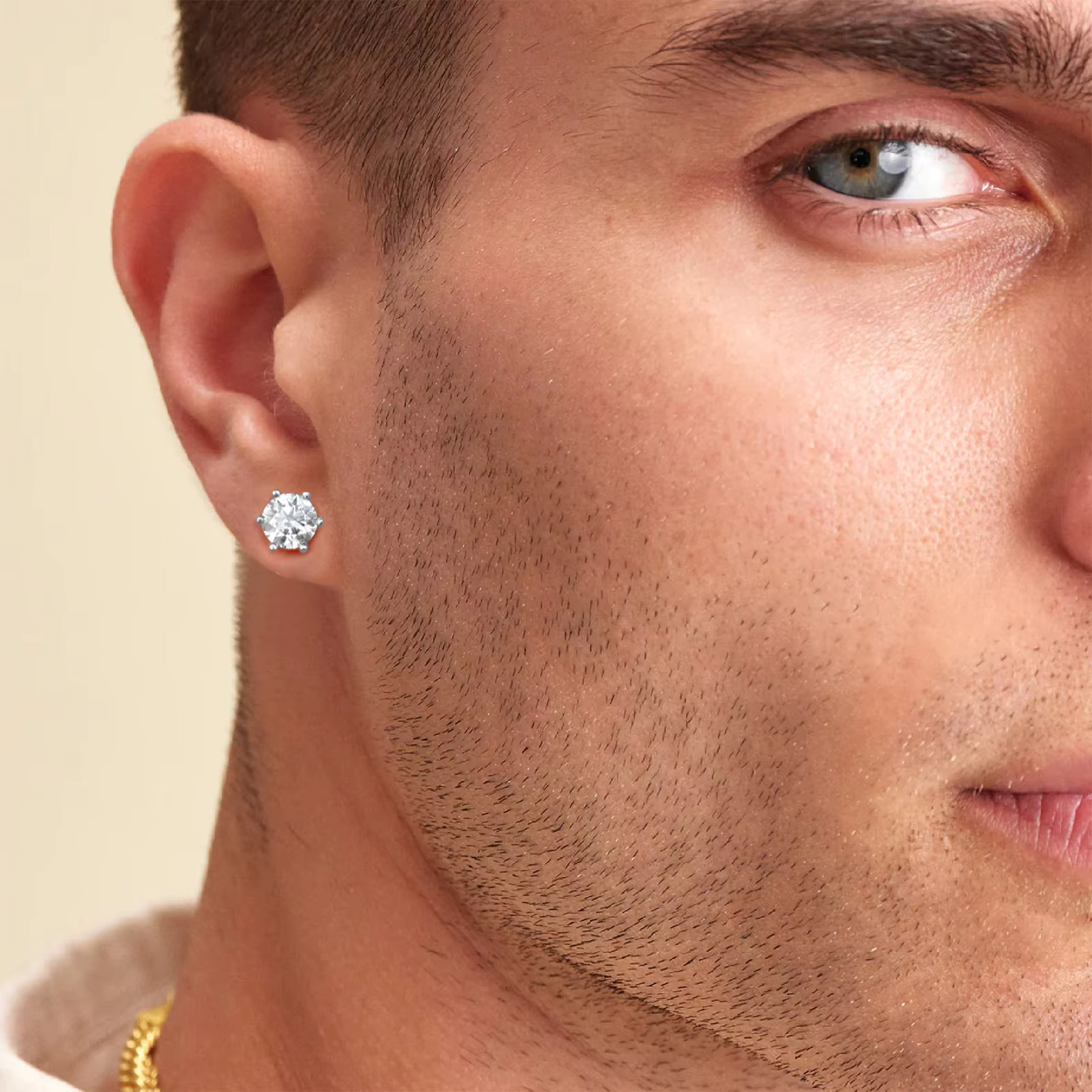 Classic Mossanite Dia Ear Stud 3-8mm 1ct 2ct 14K Gold Plated Sterg Sier VVS GRA Moissanite Earring for Women Men